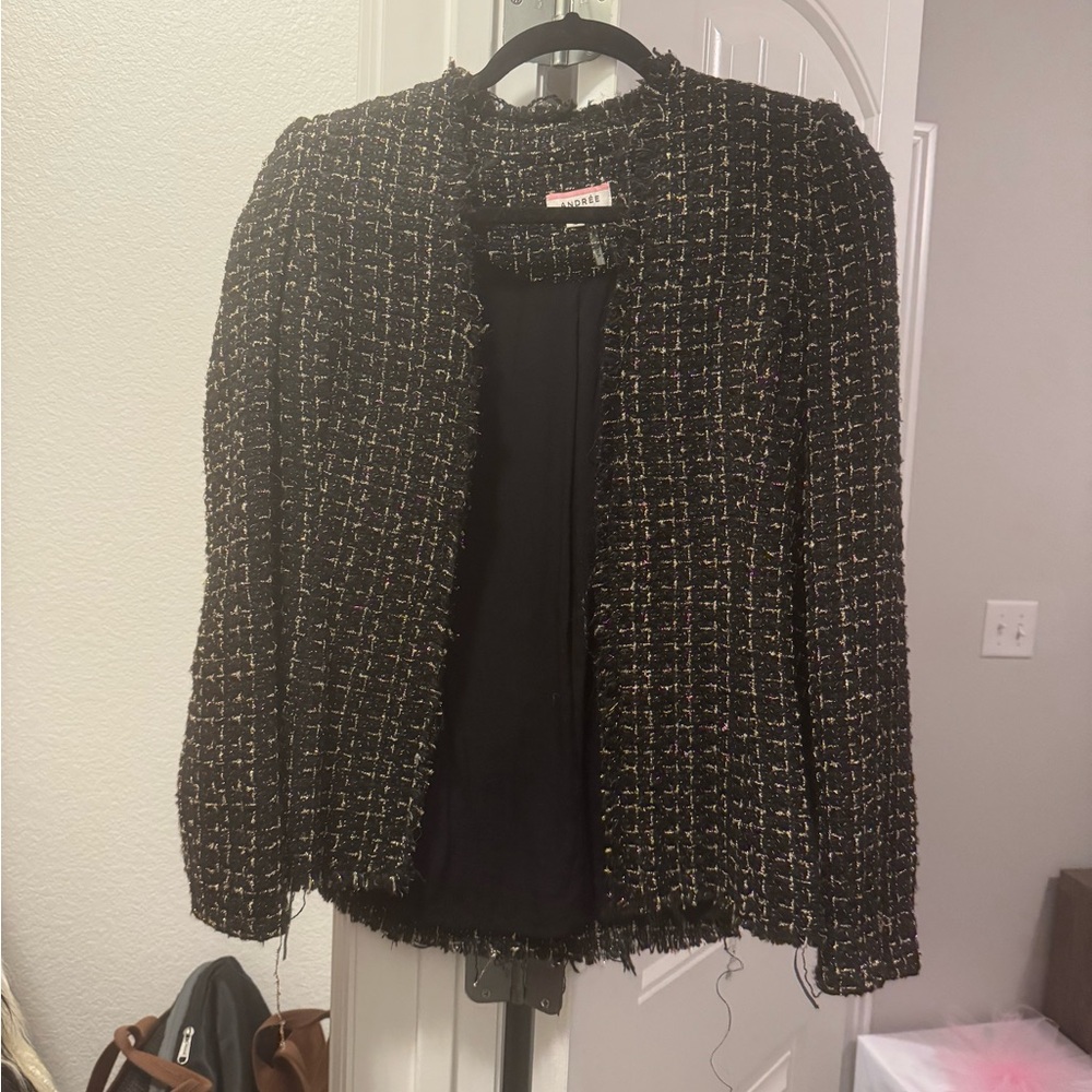 Andree By Unit Black and Gold Tweed Jacket